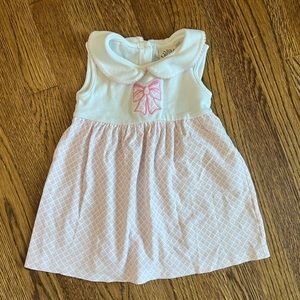 Baby Luigi Peter Pan Bow Dress with Pink Diamond Print 2T